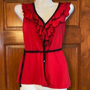 JTB Sleeveless Red and Black Top Med